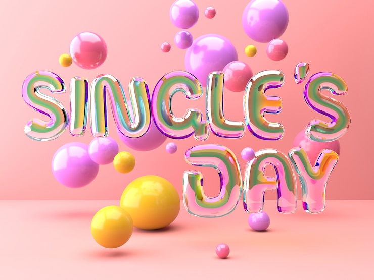 Free Photo singles day celebration with pink balloons