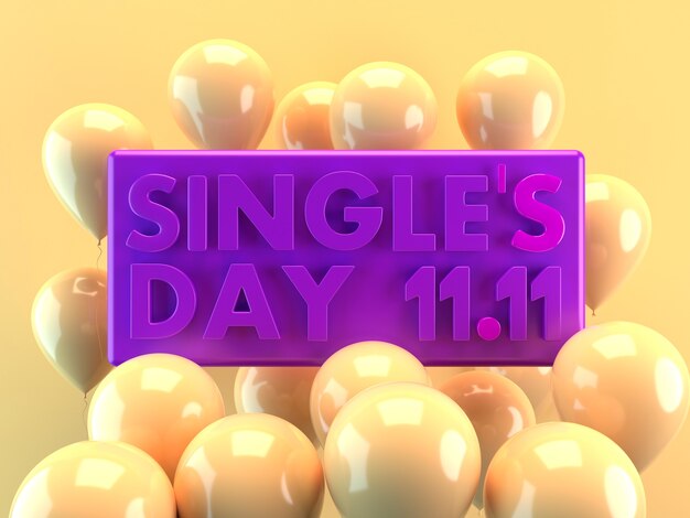 Singles day celebration with yellow balloons