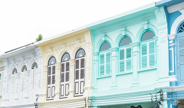 Sino-Portuguese architecture of ancient building in Phuket town.