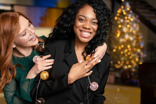 Sisters enjoying a new year party