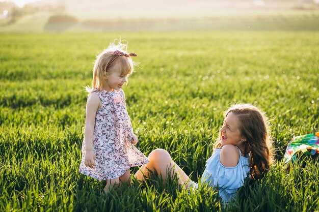 Sisters in field