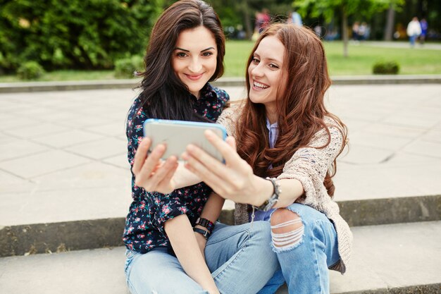 Sisters making selfie