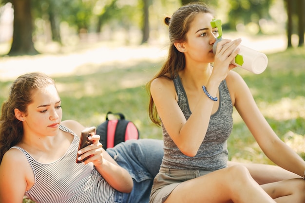 sisters in a park