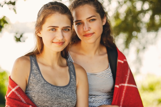 sisters in a park