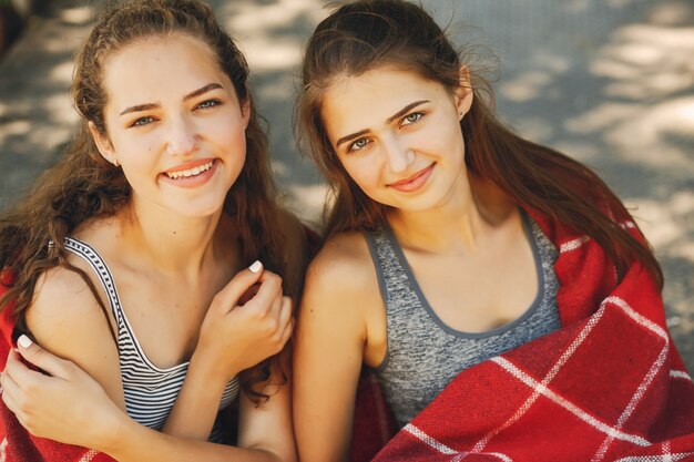 sisters in a park