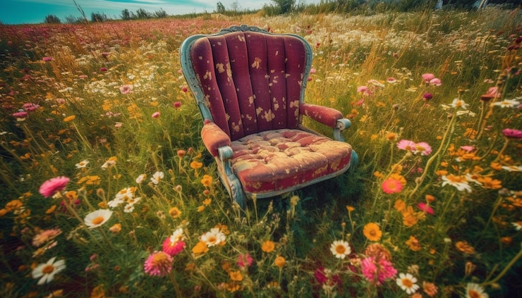 Free Photo sitting in an old chair surrounded by nature generated by ai