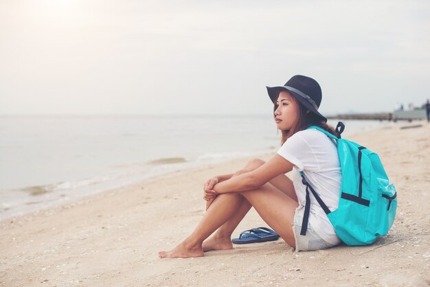 sitting woman white summer sad