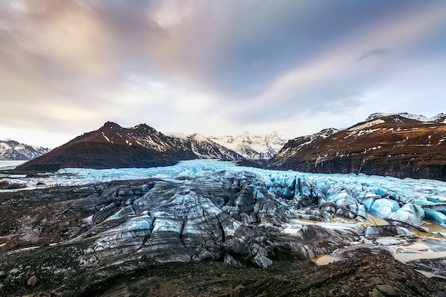 Skaftafell 빙하, 아이슬란드의 Vatnajokull 국립 공원.