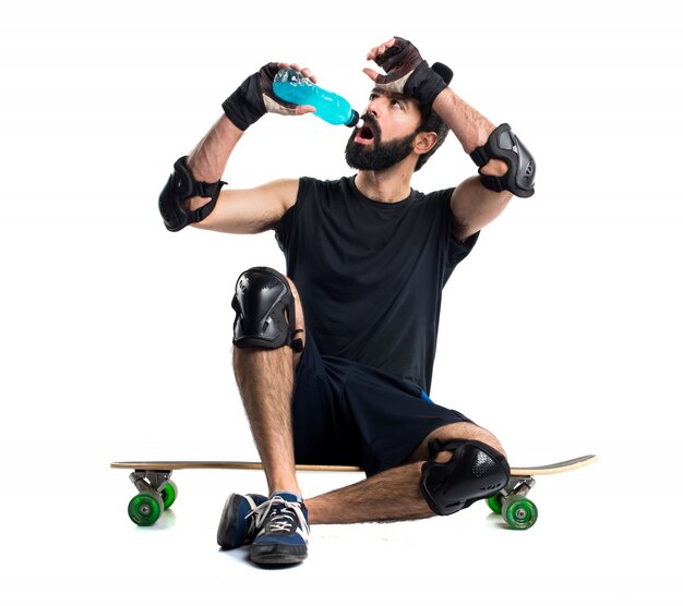 Skater drinking water
