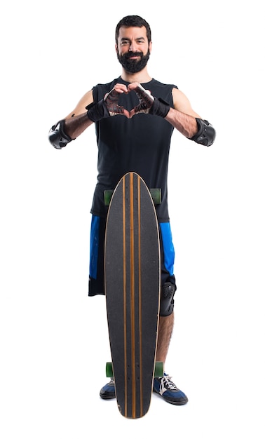 Skater making a heart with his hands