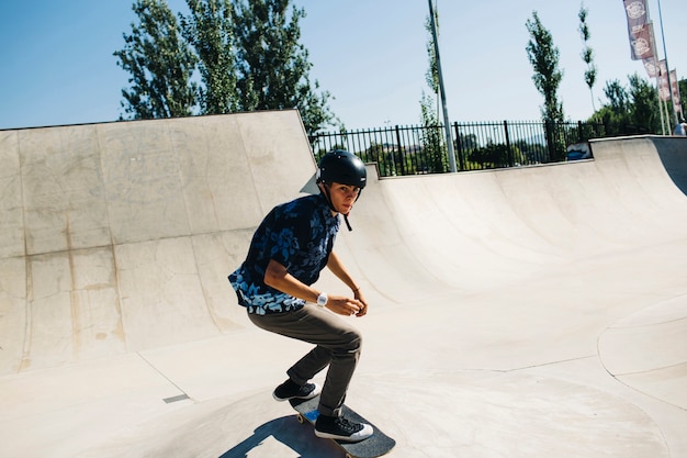 Skater ready to make a trick