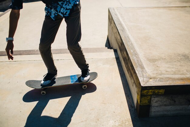 Skater's legs after jumping