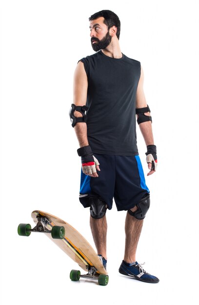 Skater with safety protections