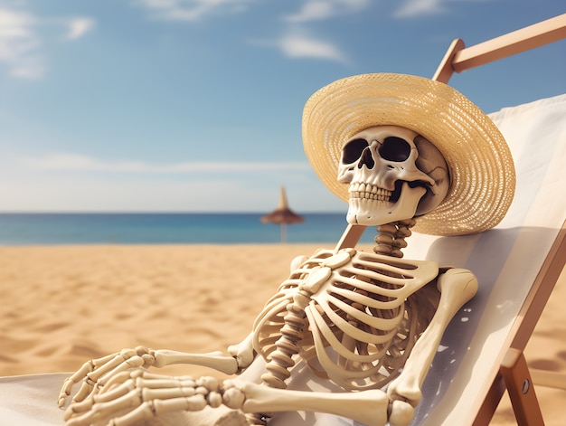 Foto gratuita scheletro sulla spiaggia