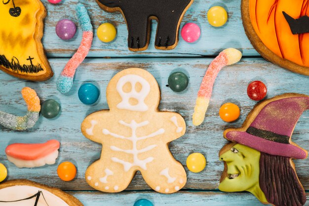 Skeleton and witch cookies