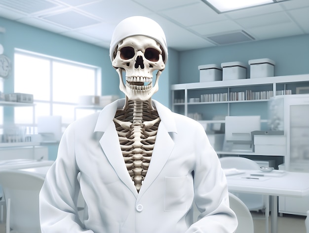 Free photo skeleton  working as doctor