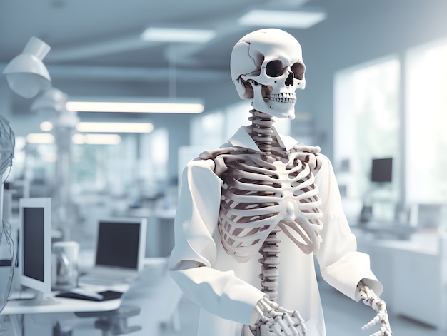Foto gratuita scheletro che lavora come medico