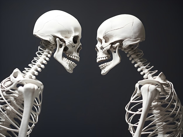 Skeletons couple having a date