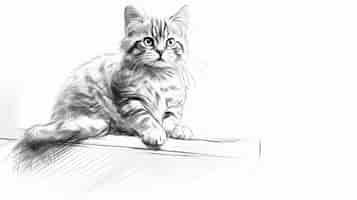 Бесплатное фото Эскизный рисунок кошки