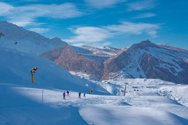 Ski resort for winter tourism in mountains