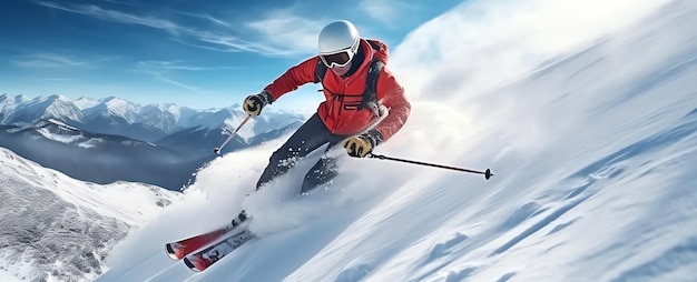 화이트 마운틴의 스키 선수 인공지능 생성 이미지