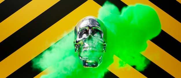 Free photo skull with colorful smoke in studio