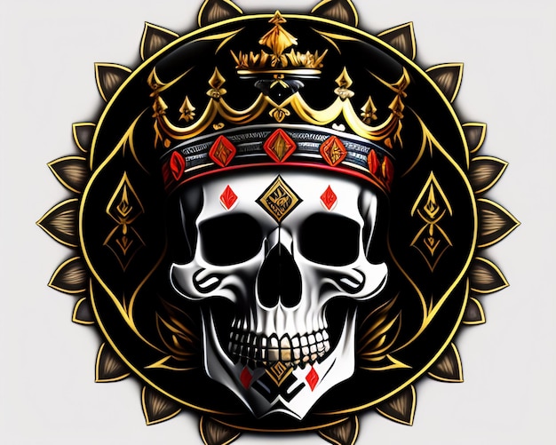 Free photo a skull with a crown and diamonds on it