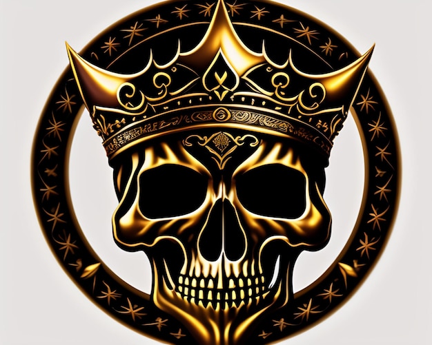 Skull with a crown and gold crown