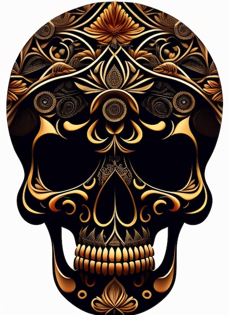 A skull with a floral pattern on it