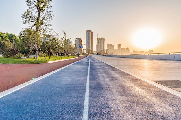 Free photo sky winding asphalt traffic path