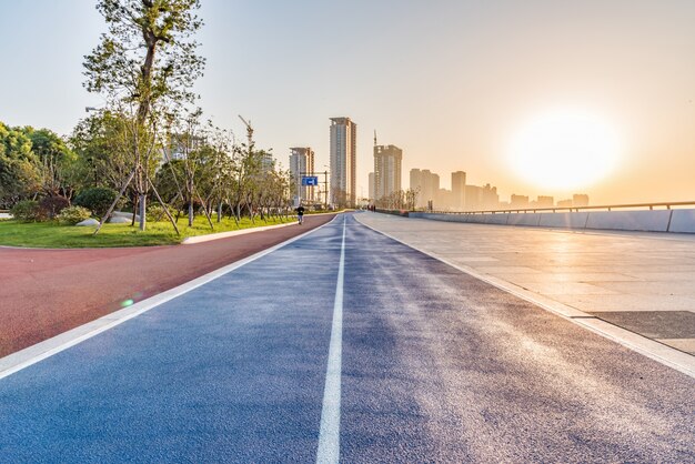 sky winding asphalt traffic path