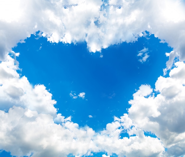 Sky with clouds forming a heart