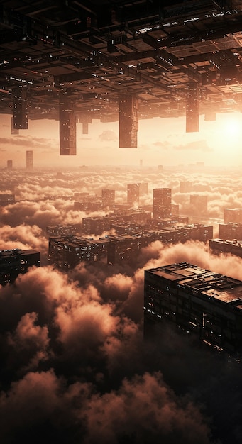 skyline of the dystopian future