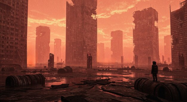 skyline of the dystopian future