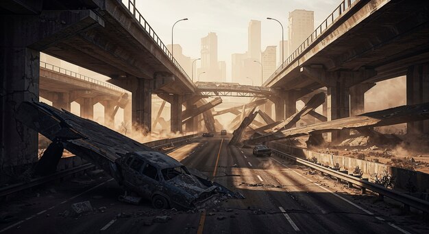 skyline of the dystopian future