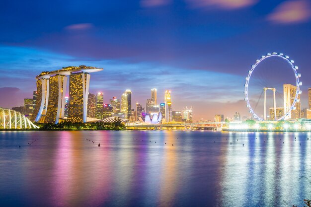 Skyscraper around marina bay in singapore city