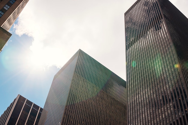 Skyscrapers and blue sky with clouds