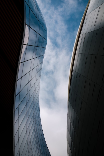 Skyscrapers, cloudy sky