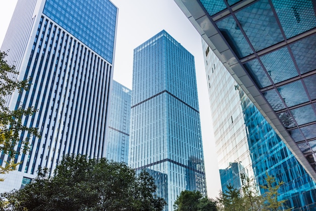 Free photo skyscrapers from a low angle view