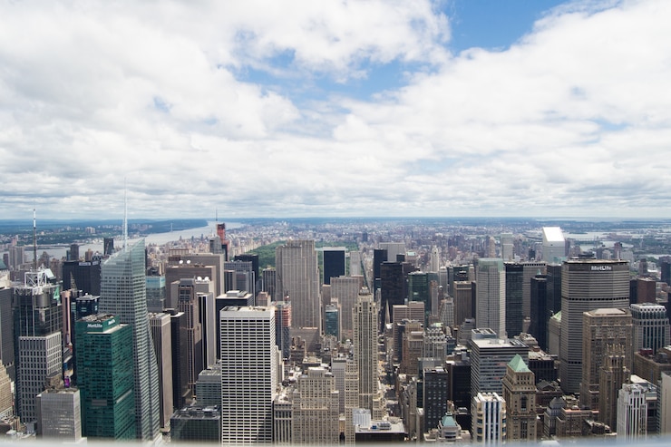 Free Photo skyscrapers of modern new york city, usa