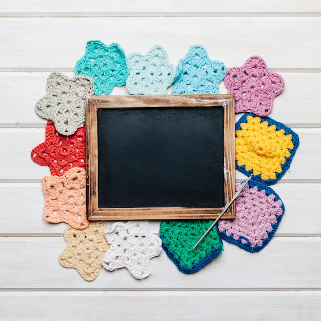 Slate framed by wool bibs