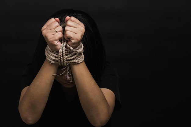 Premium Photo Slave Asian Woman Fears She Was Hands Tied Up With Rope Premium Photo Slave Asian Woman Fears She Was Hands Tied Up With Rope