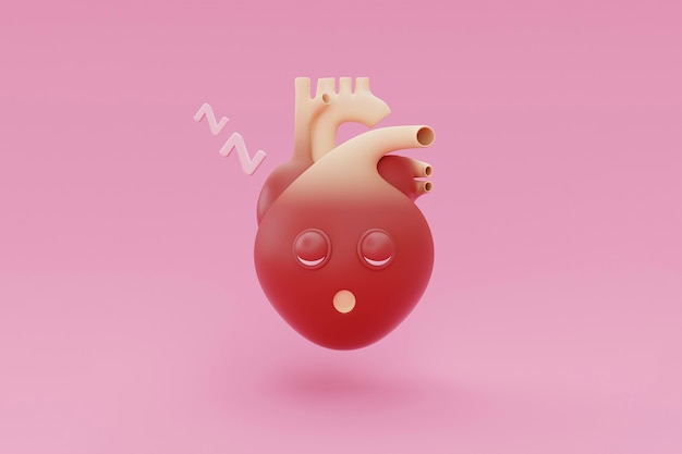 Free photo sleepy cartoon anatomical heart