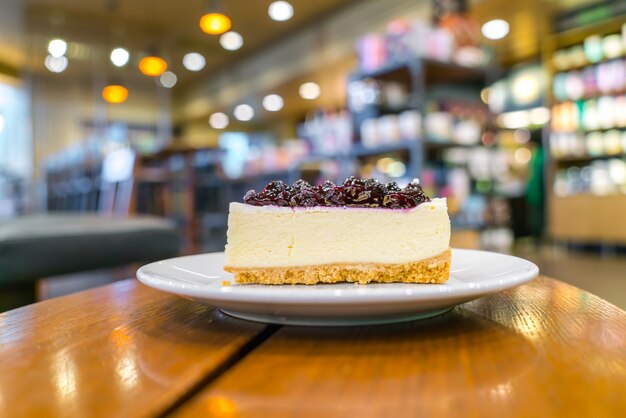 Slice of blueberry cheesecake