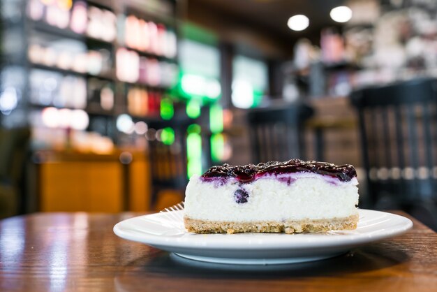 Slice of blueberry cheesecake