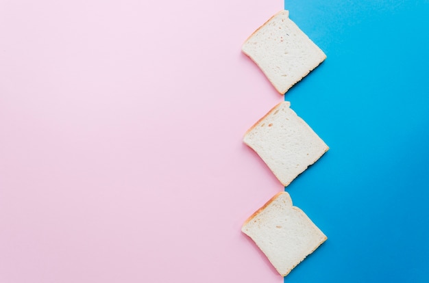 Slice of bread with color background