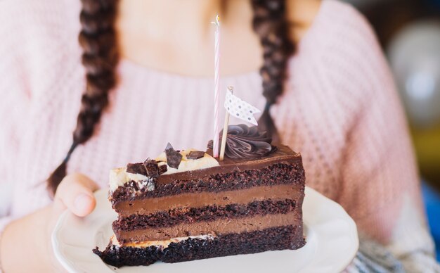 チョコレートケーキのスライス