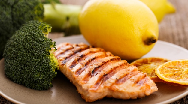 Slice of grilled salmon