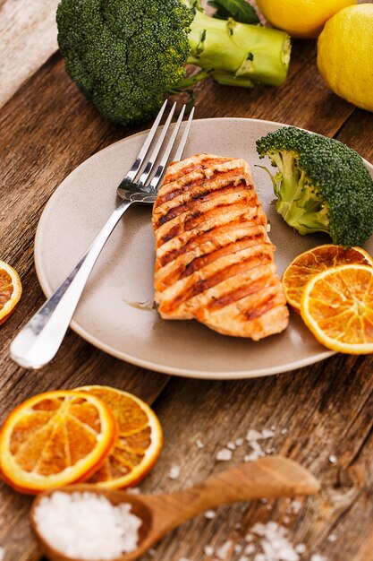 Slice of grilled salmon