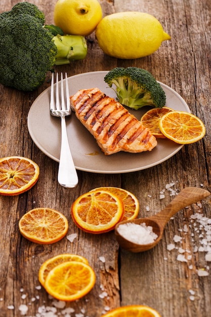 Slice of grilled salmon